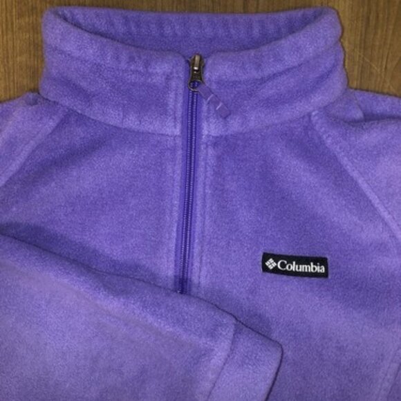 Columbia Girl’s Full Zip Fleece Jacket - Warm Purple With Logo Soft Outdoors - Picture 1 of 11